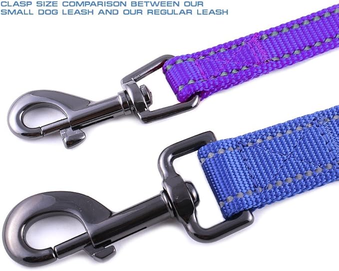 Max and Neo Small Dog Leash - Reflective Nylon, Donates to Dog Rescue (Purple, 4x5/8)