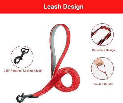 Hipubby Dog Harness and Leash Set, No Pull Soft Mesh Puppy Harness for Small Medium Dogs, Cats - Step in Reflective Breathable Lightweight Vest Harness for Walking, Training - Red, XS