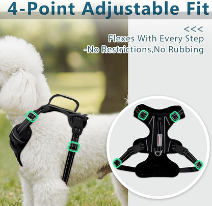 BARKBAY Dog Harness No Pull Oxford with ID Tag Pocket - Heavy Duty, Reflective, Easy Control for Large Dogs(Black Oxford,XS)