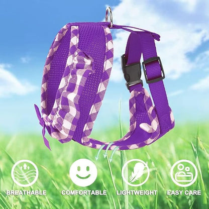 SuperBuddy Upgraded Soft Mesh Dog Harness, Super Breathable Lightweight Pet Harnesses for Puppy Dogs Outdoor Walking, Pink and Purple Dog Harness Set Packing -Medium