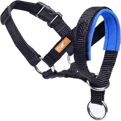 Dog Head Collar with Soft Fabric, Dog Head Harness to Stop Pulling with Adjustable Loop(S,Blue)