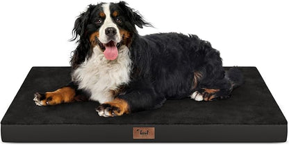 Orthopedic Dog Crate Bed for Extra Large Dogs, XXL Waterproof Comfort Pet Bed with Egg Crate Foam 47x29 Inch, Removable Oxford Cover, Black