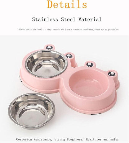 Pets Feeder Bowl Dog Dishes Pet Bowls Dog Food Water Feeder Stainless Steel Pet Drinking Dish Feeder Cat Puppy Feeding Supplies Dog Accessories Blue