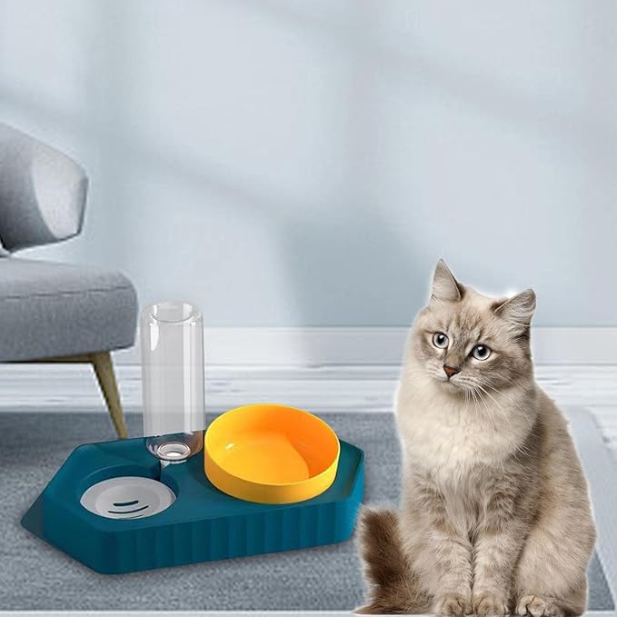 Dog Bowls Drinking Pet Feeding Station Detachable Non Slip Pet Feeder and Waterer for Cats Dogs Small Medium Large Pets Supplies, Double Blue