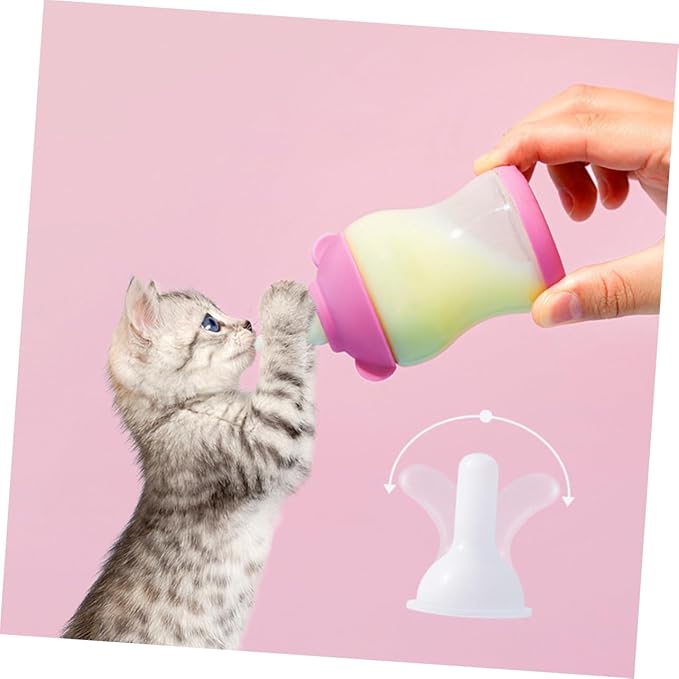 HANABASS 20pcs Pet Feeding Supplies Puppy Kitten Pacifiers and Milk Bottle Nipples for Hand-Feeding Small Animals Easy to Clean and Install