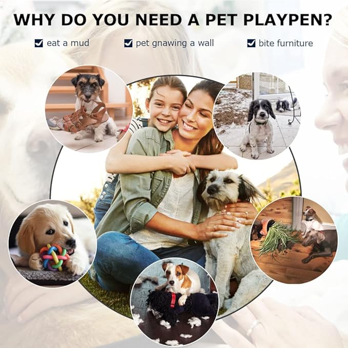 Dog Crate Dog Cage Dog Kennel for Large Dogs Heavy Duty 42 Inches Pet Playpen for Training Indoor Outdoor with Plastic Tray Double Doors & Locks Design