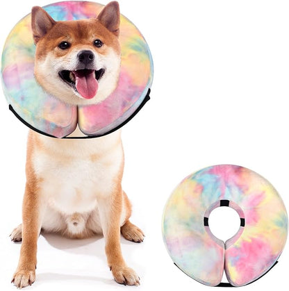 Dog Neck Collar Recovery E-Collar Alternative, Dog Donut Collar After Surgery for Dogs and Cats(Pink Blue, M)