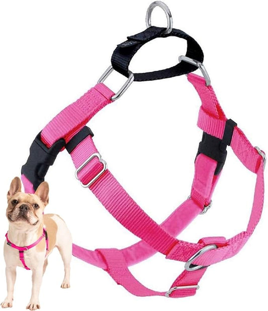 2 Hounds Design Freedom No Pull Dog Harness, Adjustable Harness and Leash Set, Easy Walking & Comfortable Control, Fits Small, Medium & Large Dogs, Solid Colors, Made in USA, 1" LG, Hot Pink