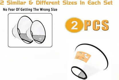2Pcs Adjustable Dog Recovery Cone, Plastic E-Collar for Cats and Dogs After Surgery, Elizabethan Collar to Prevent Licking and Biting Wounds, for Large Medium Small Pets (White, XXL)