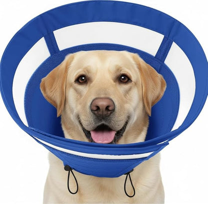 SAWMONG Soft Cone for Dogs – Large Dog Recovery Collar, Adjustable E-Collar to Stop Licking After Surgery (L, Blue)