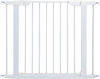 MidWest Homes for Pets 29-Inch High Walk-Thru Pressure Mounted Steel Dog Gate, Expands to 38 Inches Wide, Includes 3-inch Extensions, White