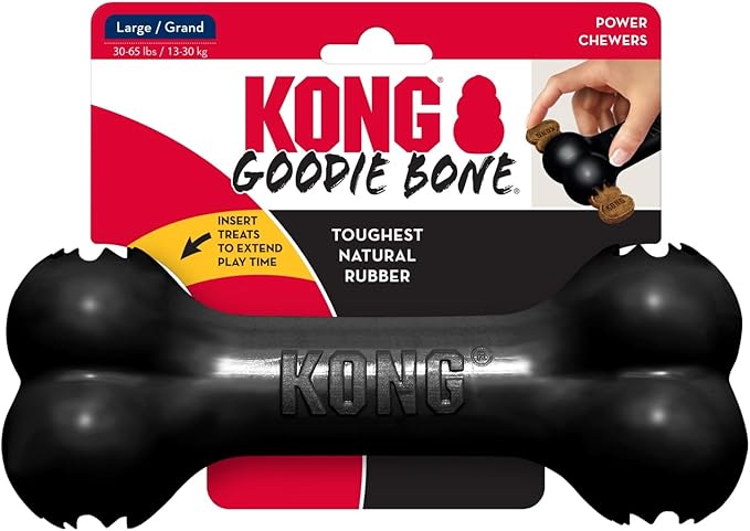 KONG - Extreme Goodie Bone - KONG's Most Durable Natural Rubber Dog Bone for Power Chewers - Black - For Large Dogs