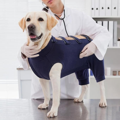 IECOii Dog Onesie for Surgery - Female Spay Recovery Suit, Male Anti Licking Shirt - Medium Size, Alternative to Cone E-Collar - M-Blue