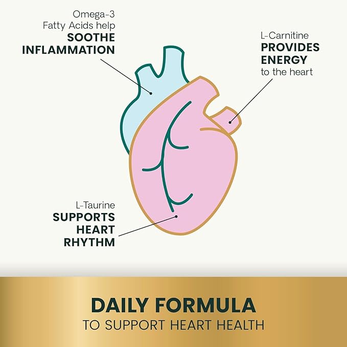 VetriScience Omega Healthy Heart Easy-Open Capsules, Cardio Strength Taurine and Omega-3 Supplement for Dogs and Cats, Heart Support Supplement for Pets, 90 Count
