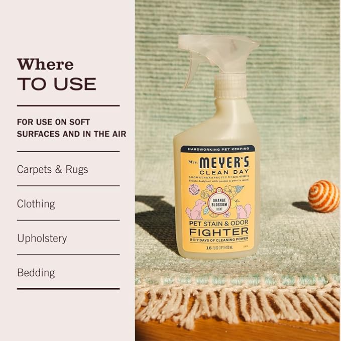 Mrs. MEYER'S CLEAN DAY Pet Stain & Odor Fighter, Orange Blossom Scent, 16oz