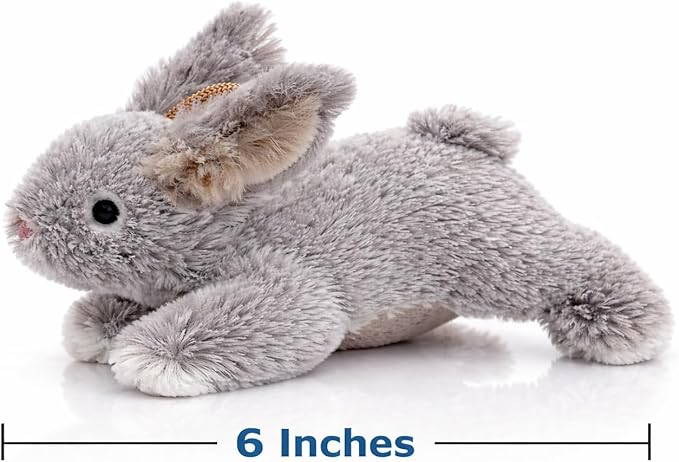 Multipet Small Rabbit Dog Toy w/Squeaker | Thumperz Dog Toy | Stuffed Bunny Toy for Dogs | Plush Squeaker Bunnies Dogs Toy | Small/Medium Breed | Gray | 6"