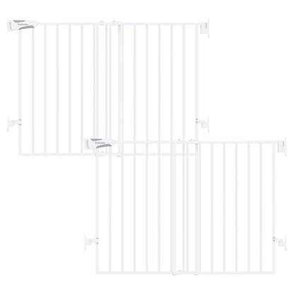 Babelio Baby Gate for Stairs, Kitchen & Doorways, No Bottom Bar| Easy Installation| One-Handed Operation| Auto-Close| Hardware Mount (Drill Needed) Safety Dog Gate (White - 2 Pcs, 26-43" W, 28" H)