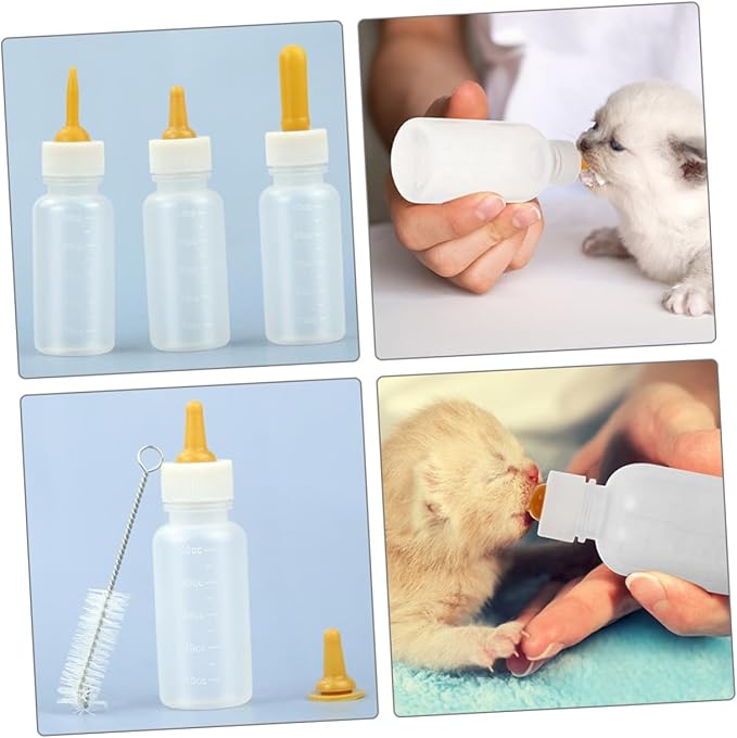 Mipcase 3pcs Pet Feeding Bottles Cat Dog Puppy Kitten Water Milk Feeding Bottle Kit