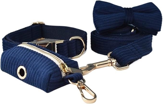 Dog Leash, 5Pcs Corduroy Dog Harness Collar Leash Set with Poop Bags,Hands Free(5PCS set13,X-Large)