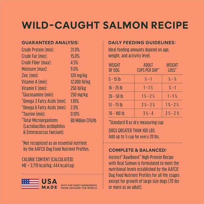 Instinct RawBoost, Natural Dry Dog Food with FreshDried Raw, High Protein, Grain-Free Recipe - Real Salmon, 19 lb. Bag
