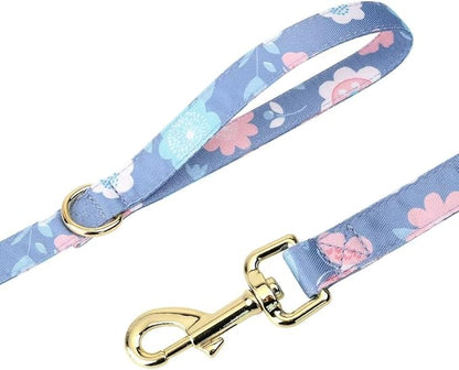 Beirui Cute Girl Dog Collars, Harnesses & Leashes Set - Adjustable Dog Collar and Leash Set with Flower - Soft Mesh Dog Vest Harness for Puppies Small Medium Dogs (Purple,M)