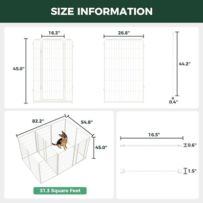 FXW Homeplus Unleashed Indoor Dog Playpen - Stress-Free and Safe Play, Heavy Duty 45 Inch 12 Panels with Connectors (Pack of 2) for Puppy and Small Dogs, White│Patented