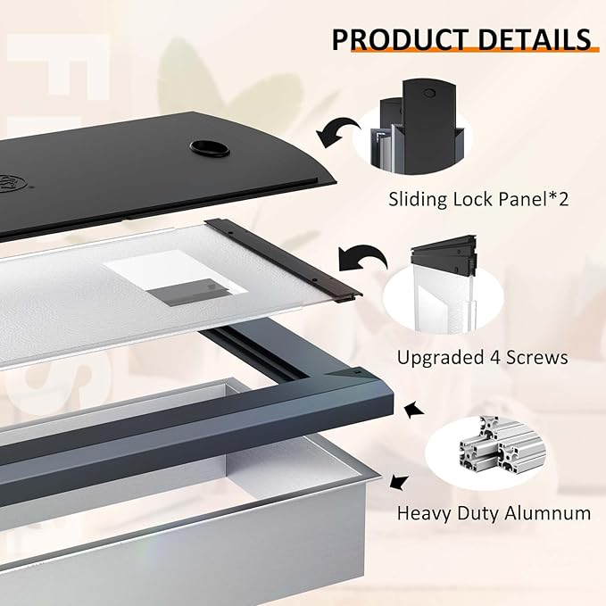 FreeStanding Dog Door for Wall, Large Dog Door with Heavy Duty Aluminum Frame, Telescoping Tunnel, Double Magnetic Flaps and Double Sliding Lock Panels, Up to 110lbs, Smoky Gray