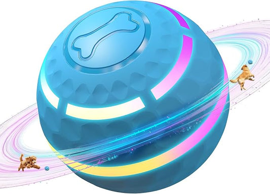 Apasiri Interactive Dog Toys: Automatic Moving Dog Balls with LED Lights, Puppy Toy to Keep Them Busy, Shaky Dog Ball for Small,Medium,Large Dogs, Dog Toys for Aggressive Chewers,Rechargeable - (Blue)