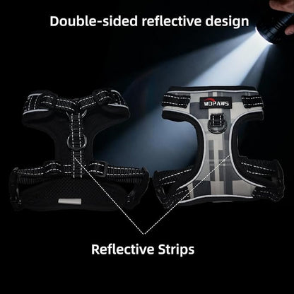 No Pull Dog Harness and Leash Set-Reflective Plaid Design, Adjustable & Comfortable with Front D Ring for Small Medium Dogs (M, Black Plaid)