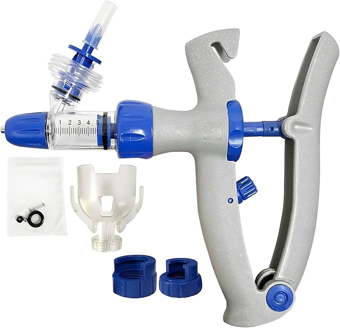 Livestock Continuous Syringes, Adjustable Veterinary Injection Gun with Bottle Insertion, Precision Injector for Poultry(A,5ML)