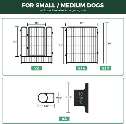 FXW Rollick Dog Playpen with Anchor Kit (Pack of 4) – 32 Inch 16-Panel Dog Pen for Medium & Large Dogs, Stable & Safe Indoor/Outdoor Play│Patented