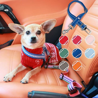 Blueberry Pet Essentials Pastel Color Reflective Dog Seat Belt Tether, Navy, Durable Safety Car Vehicle Seatbelts Leads Use with Harness