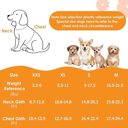 Lukovee Puppy Harness and Leash Set, No Pull Lightweight Soft Suede Adjustable Pet Harness Vest with Snap Buckle for Puppy Small and Medium Size Dog (Flower-XS)