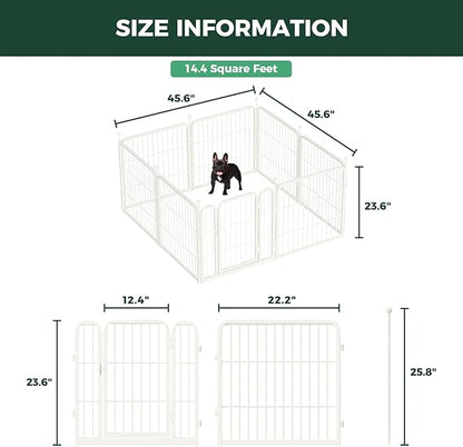 FXW Rollick Unleashed Dog Playpen for Indoor, Yard, RV Camping, 24 inch 8 Panels for Small and Puppy Dogs, White│Patented