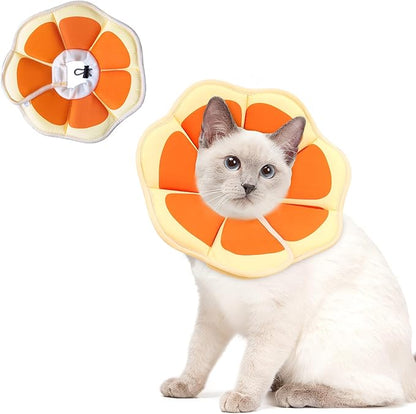 Cat Cone Collar Soft, Comfortable E Collar for Cats After Surgery, Recovery Elizabethan Collar for Cats Kitten to Stop Licking, Orange S