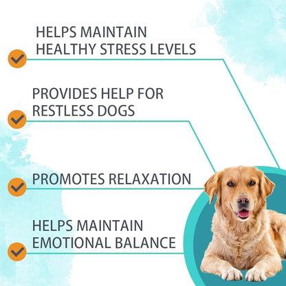 Calming Powder for Dogs - Anxiety & Stress Relief Supplement with Organic Hemp, Valerian Root - Behavioral Support, Fireworks & Travel Aid - Beef Flavor, 90g Powder (ND-046)