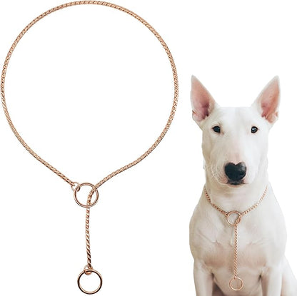 Dog P Snake Chain Chrome Plated Metal Dog Training Choke/Collar-Fully Guaranteed Against Rust Tarnish or Breakage-Recommended for Professional Training (Rose Gold, 5mm * 18")