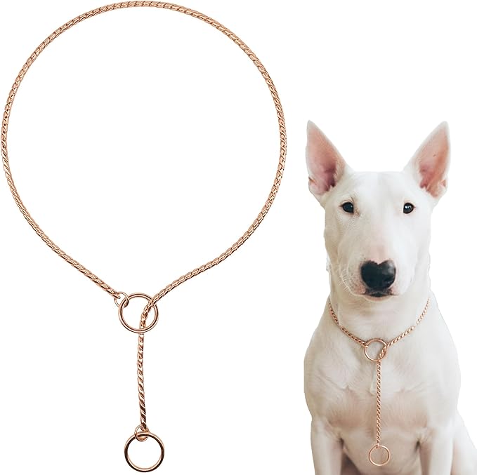 Dog P Snake Chain Chrome Plated Metal Dog Training Choke/Collar-Fully Guaranteed Against Rust Tarnish or Breakage-Recommended for Professional Training (Rose Gold, 5mm * 20")