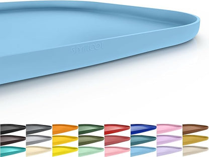 Smilool Silicone Pet Food Mat with Raised Edge for Food and Water Bowl, Dog Feeding Mats, Cat Food Trays for Floor Waterproof, Rubber Tray for Dogs and Cats, 24 x 16 x 0.8 Light Blue