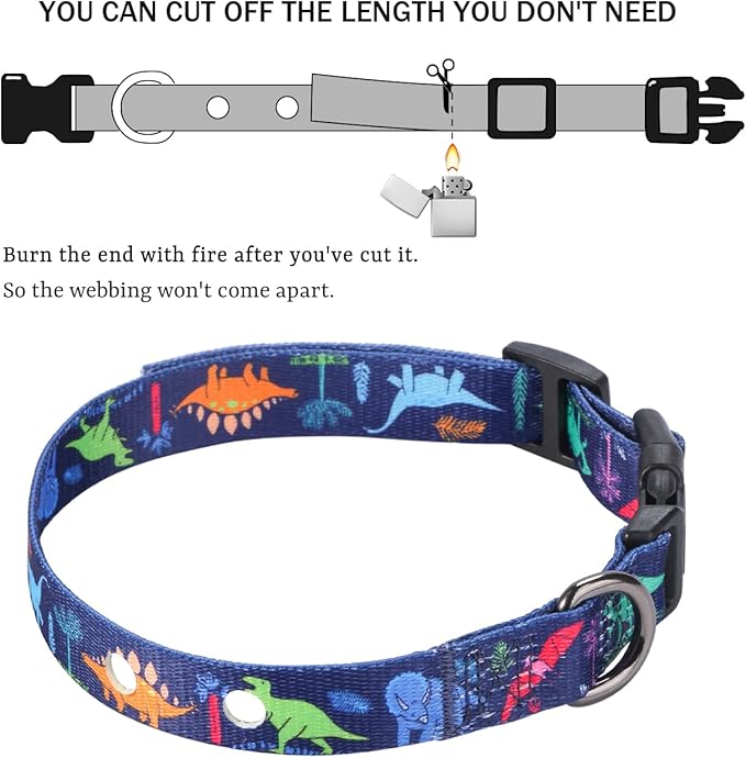 Rhea Rose 1 Inch Replacement Collar Strap Shock Collar with 2 Holes, Compatible with Nearly All Brands and Models of Underground Electric Dog Fences and Training Collars, Blue Dinosaurs