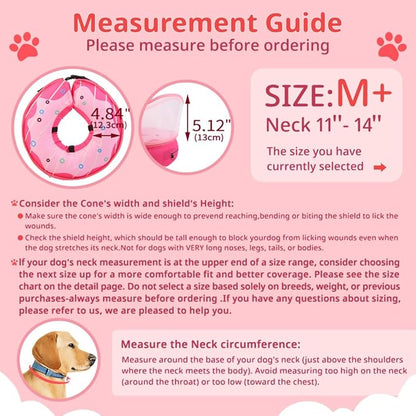 Soft Dog Cone Collar, Inflatable Cones Alternative After Surgery with Anti-Lick Shield, for Large/Medium/Small Dogs to Stop Licking, Elizabethan Neck Ecollars of Shame, Comfy Pillow E Recovery