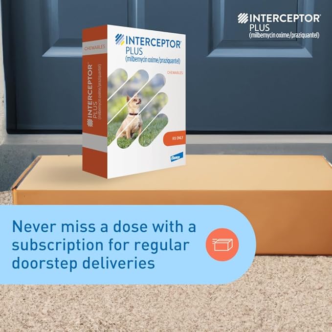 Interceptor Plus Prevention for Heartworm + 4 Other Worms for Dogs 2-8 lbs. | 1 Chew, 1-Month Supply