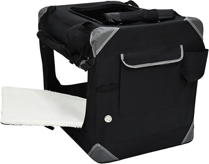 EliteField 4-Door Folding Soft Dog Crate with Curtains, Carrying Bag and Fleece Bed (2 Year Warranty), Indoor & Outdoor Pet Home (24" L x 18" W x 21" H, Black+4 Door Curtains)
