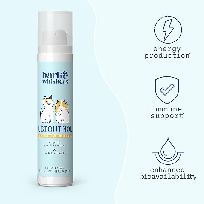 Dr. Mercola Bark & Whiskers Ubiquinol Liquid Pump for Dogs & Cats, 1.45 Fl. Oz. (43 mL), 149 Pumps, Supports Healthy Immune Function, Veterinarian Formulated, Non-GMO