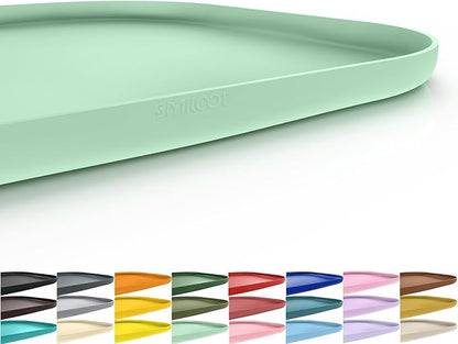 Smilool Silicone Pet Food Mat with Raised Edge for Food and Water Bowl, Dog Feeding Mats, Cat Food Trays for Floor Waterproof, Rubber Tray for Dogs and Cats, 22 x 14 x 0.8 Mint Green