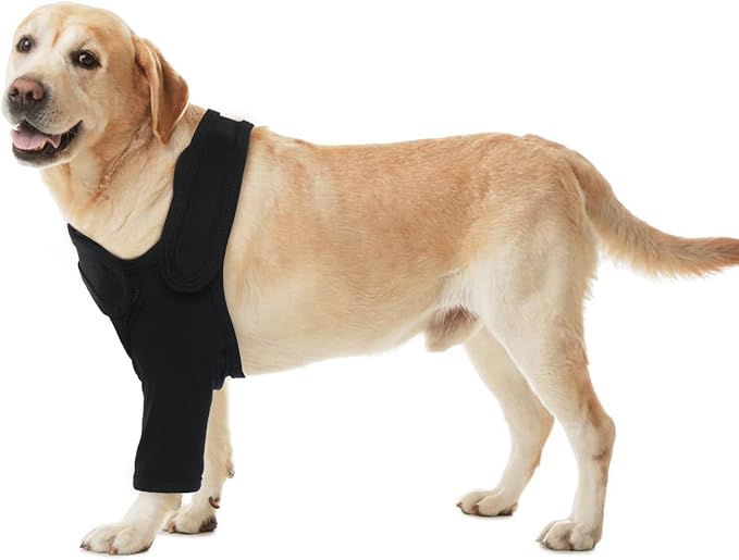 ROZKITCH Dog Sleeve to Prevent Licking Right Left Leg, Pet Prevent Licking Wound Elbow Knee Protector, Dog Recovery Suit Cone Collar Alternative for Sprain ACL CCL Arthritis Joint Care Black S