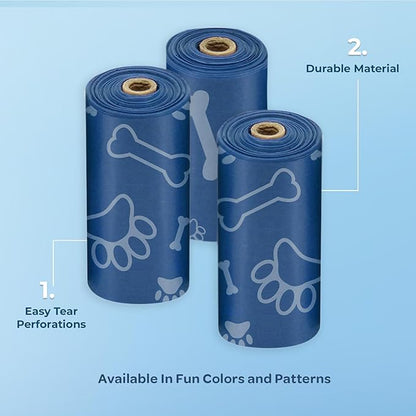 Best Pet Supplies Dog Poop Bags (150 Bags) for Waste Refuse Cleanup, Doggy Roll Replacements for Outdoor Puppy Walking and Travel, Leak Proof and Tear Resistant, Thick Plastic - Loyal Blue