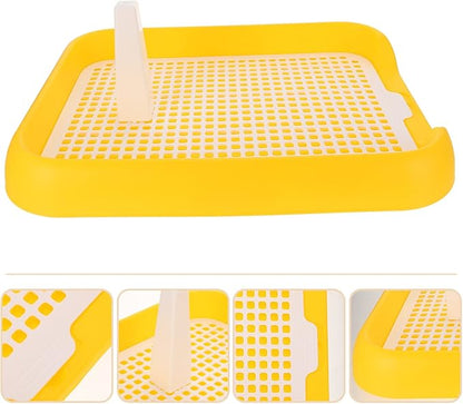 Indoor Dog Potty Tray - Mesh Dog Training Toilet Plastic Potty Tray Puppy Toilet -Slide Training Holder for Small and Medium s (Yellow)
