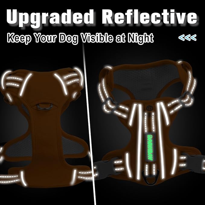 BARKBAY Dog Harness No Pull Oxford with ID Tag Pocket - Heavy Duty, Reflective, Easy Control for Large Dogs(Pumpkin Oxford,S)