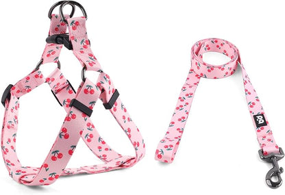 QQPETS Dog Harness Leash Set Adjustable Heavy Duty No Pull Halter Harnesses for Small Medium Large Breed Dogs Back Clip Anti-Twist Perfect for Walking (S(14"-20" Chest Girth), Sakura Pink)
